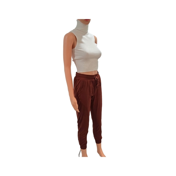 Rachel Zoe Brown Track Pants with Tapered Leg and Elastic Cuffs (New) - Picture 4 of 11